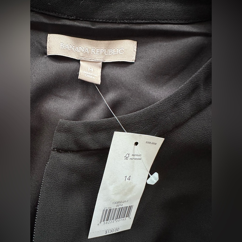 Banana Republic Little Black Dress Chiffon Georgette Date Night Size 14 NWT - Picture 7 of 11